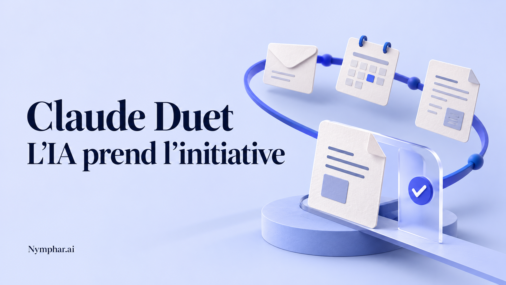 Illustration conceptuelle de Claude Duet : des documents convergent vers une validation humaine.
